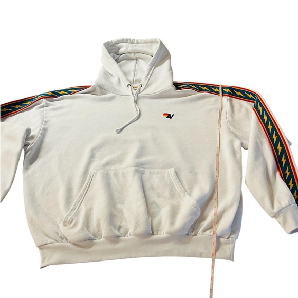 Aviator Nation White Hoodie with Multicolor Stripes Size Medium - Picture 10 of 11